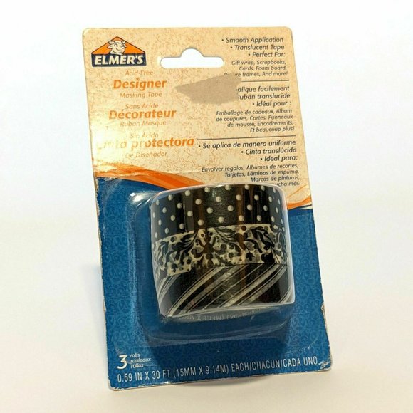 NEW Elmer's Designer Masking Tape Set of 3 / 3 Per Pack / 9 Total Misc. Patterns - Picture 3 of 7